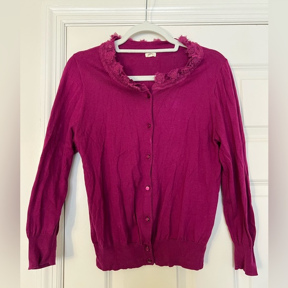 JCrew Raspberry Button Down Cardigan - Picture 4 of 7